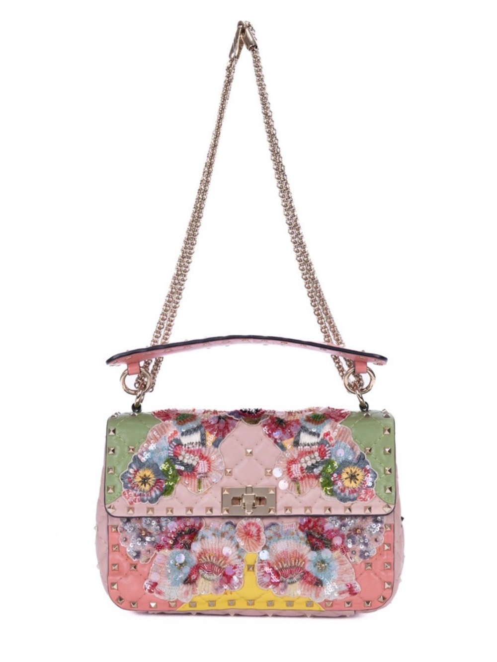 Valentino Garavani Pink Floral Rockstud Spike Crossbody - Picture 2 of 15